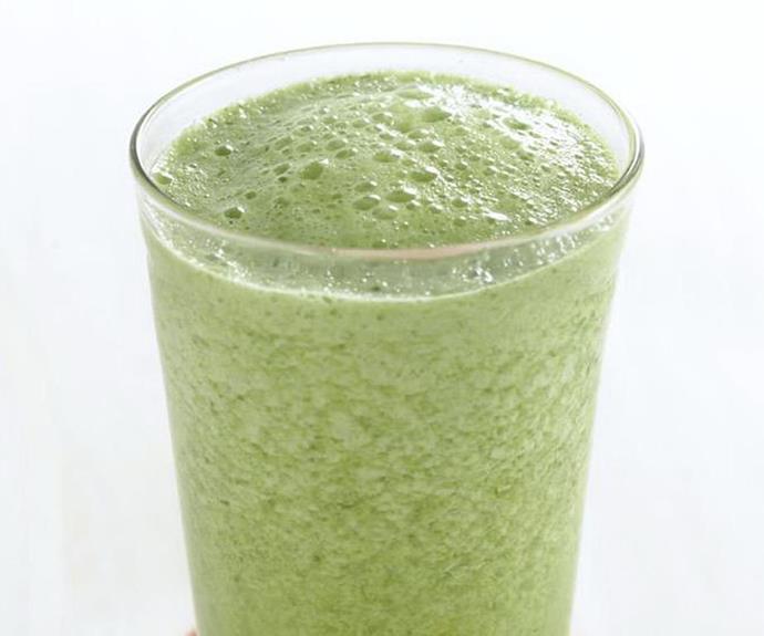 **Green fruit and vegetable smoothie**
<br><br>
The A-typical green fruit and veg smoothie will speak to any juice-thusiast!
<br><br>
Find the full *Australian Women's Weekly* recipe [HERE](https://www.womensweeklyfood.com.au/recipes/green-fruit-and-vegetable-smoothie-10303|target="_blank")