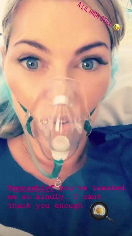 Sophie captioned her first video "@monashivf you've treated me so kindly. I can't thank you enough," and also joked, "A lil high still." *(Image: Instagram @sophiemonk)*