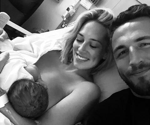 Phoebe and Sam Burgess with their adorable new son, Billy. *(image: Instagram/@mrsphoebeburgess)*