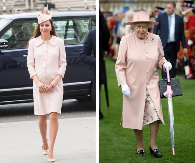The softest of pink's for both royals, donning matching jackets. *(Source: Getty Images)*