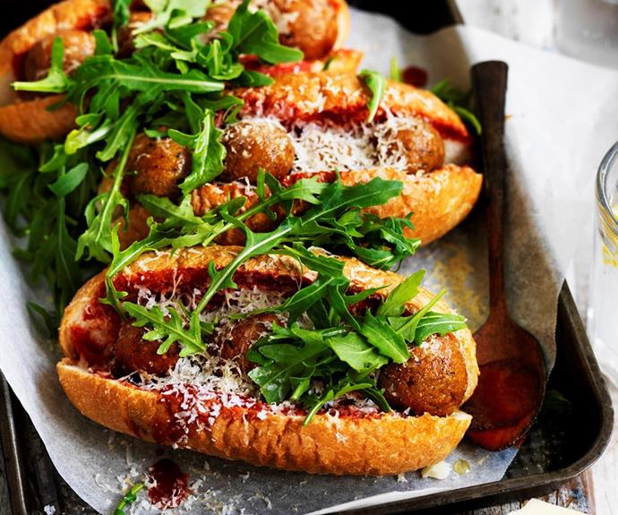 **Eggplant parmigiana "meatball" subs**
<br><br>
These eggplant parmigiana "meatball" subs are a delicious vegetarian alternative to traditional meatballs. Healthy, wholesome and full of flavour - even meat-lovers will be in food heaven!
<br><br>
See the full *Australian Women's Weekly* recipe [here.](https://www.womensweeklyfood.com.au/recipes/eggplant-parmigiana-meatball-subs-29429|target="_blank")
