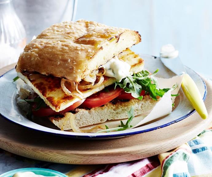**Harissa haloumi burgers with mint mayonnaise**
<br><br>
These delicious haloumi burgers are so good, you won't even miss the meat. The creamy mint mayonnaise perfectly balances the spicy harissa.
<br><br>
See the full *Australian Women''s Weekly* recipe [here](https://www.womensweeklyfood.com.au/recipes/harissa-haloumi-burgers-with-mint-mayonnaise-29503|target="_blank").