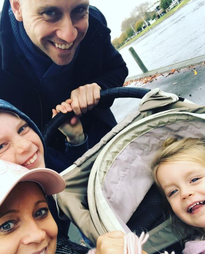 Back when they were four, Carrie, Chris, Ollie and Evie crammed in for a family selfie.