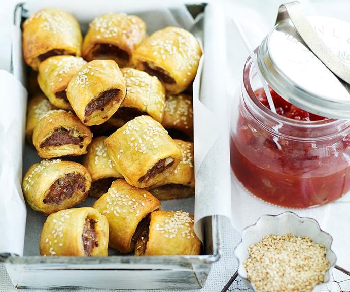 **Basic sausage rolls**
<br><br>
You can't go wrong with this classic recipe. Whip up a batch of this tasty sausage rolls for lunch or dinner with the family. All you need is a generous dollop of [tomato sauce.](https://www.womensweeklyfood.com.au/recipes/smoky-tomato-sauce-5801|target="_blank")
<br><br>
See the full *Australian Women's Weekly* recipe [here.](https://www.womensweeklyfood.com.au/recipes/basic-sausage-rolls-1548|target="_blank") 