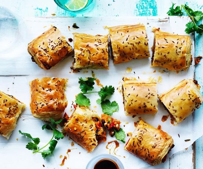 **Spicy kumara sausage rolls**
<br><br>
Put a vegetarian twist on classic sausage rolls by using a hearty and spiced kumara (orange sweet potato) filling. 
<br><br>
See the full *Australian Women's Weekly* recipe [here.](https://www.womensweeklyfood.com.au/recipes/spicy-kumara-sausage-rolls-1555|target="_blank") 