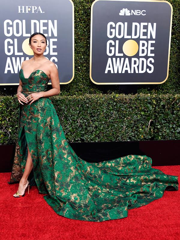 US TV host Jeannie Mai's regal emerald and gold look would make even *Mary Queen of Scots* jealous!