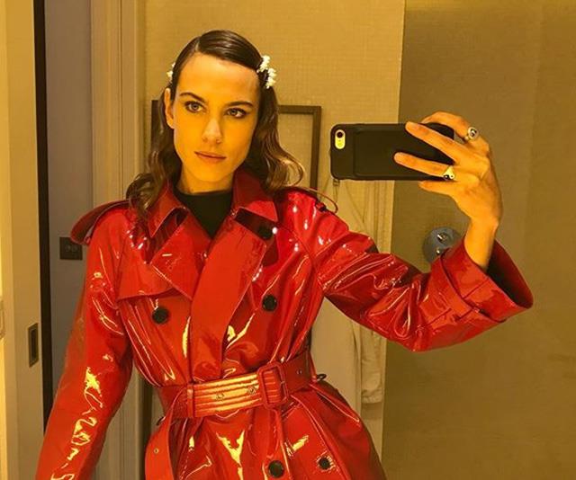 British model Alexa Chung takes the slicked-back look to the next level. *(Image: Instagram / @alexachung)*