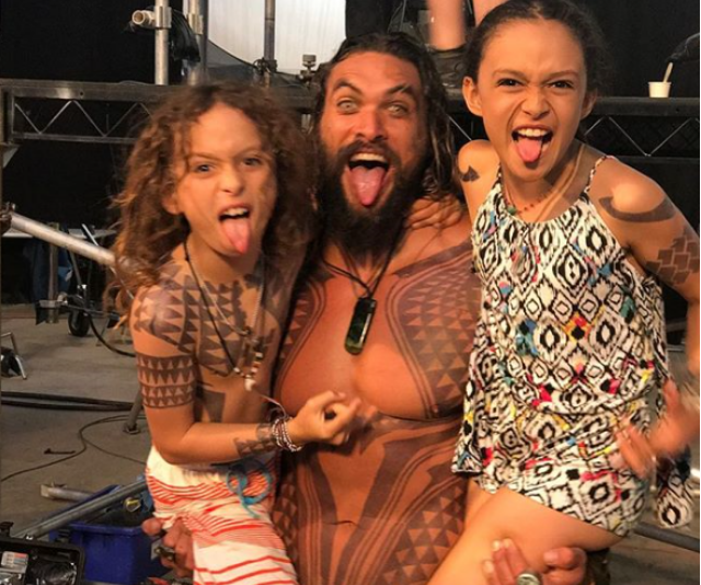 Mini-mes! Momoa's social media is full of fun images of his family spending time on his sets.