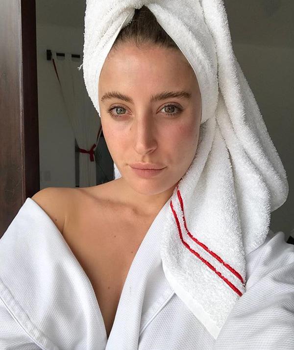 The model and beauty guru swears by SPF 50 sunscreen every day. *(Image: Instagram / @rebeccalharding)*