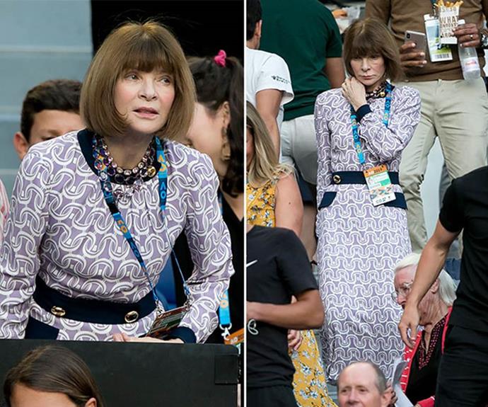 Anna Wintour was pictured in Melbourne attending the Australian Open in January. *(Image: Getty)*