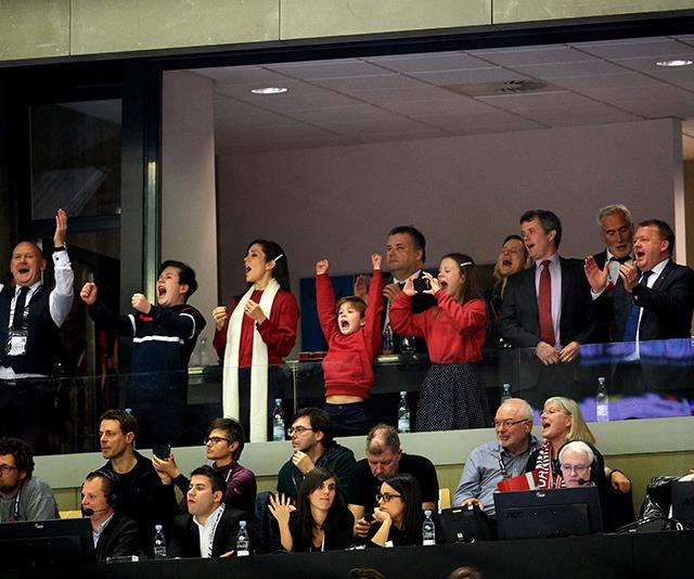 Danish Prime Minister Lars Lokke Rasmussen (far right) was also spotted cheering on the team. *(Image: Getty Images)*