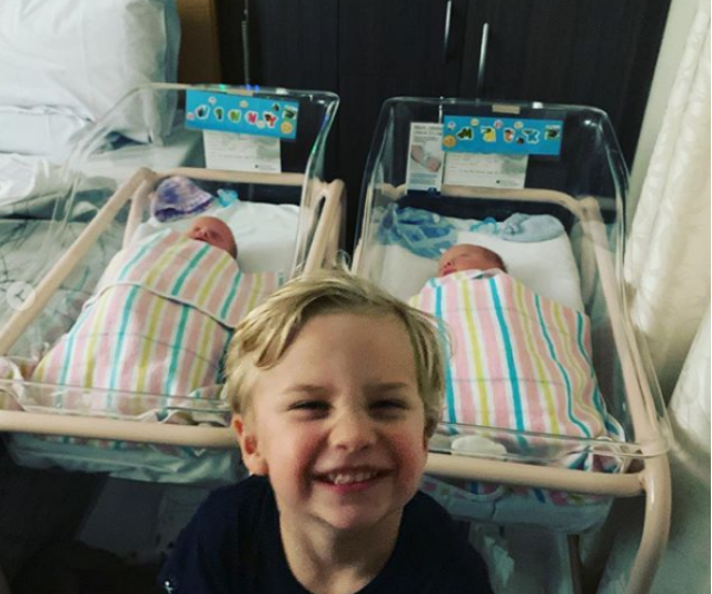 Big brother Lenny is stoked with his new brothers. *Image: Instagram/JimmyRees*