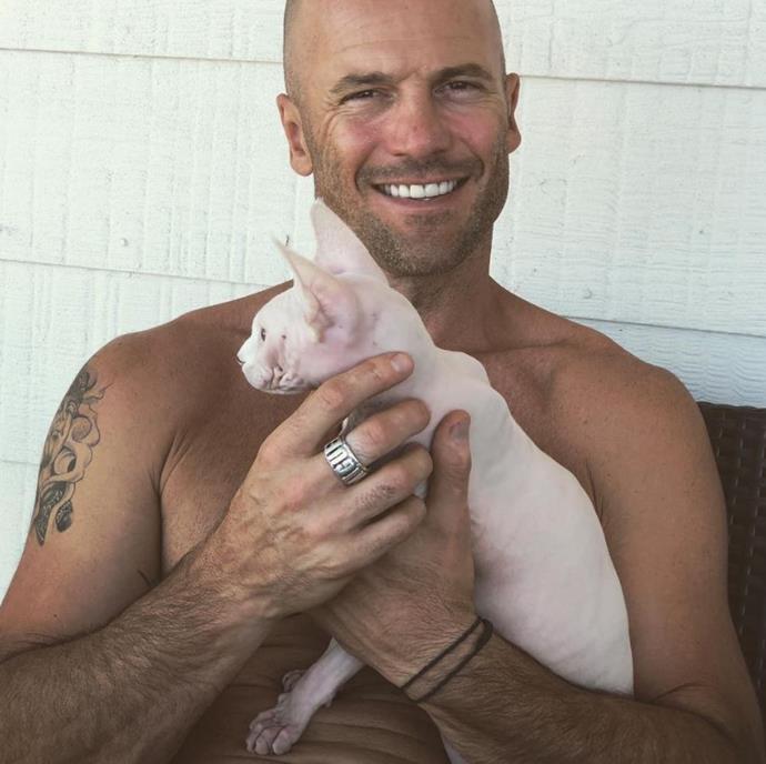 Mike and a hairless sphinx cat. *(Source: Instagram)*