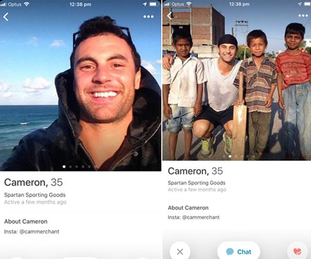 Cam's Happn profile. *(Source: Supplied/Now to Love)*