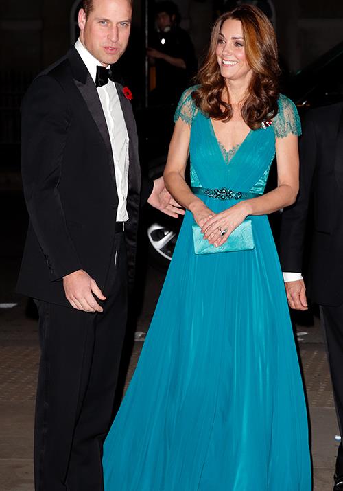 We all did a double take when we first clapped eyes on Kate as she attended the 2018 Tusk Awards in a floor length blue Jenny Packham gown - the reason? We've [seen it on her before](https://www.nowtolove.com.au/royals/british-royal-family/kate-recycle-blue-dress-52330|target="_blank")! And it looked just as stunning on her the second time around.