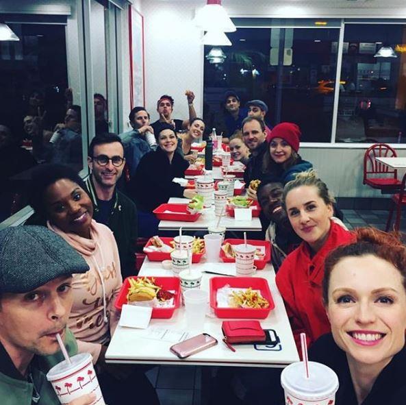 Jeanna shared a photo of the musical cast enjoying a fast-food break between rehearsals.