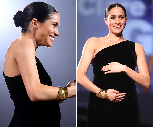 Meghan's [surprise appearance at the British Fashion Awards](https://www.nowtolove.com.au/royals/british-royal-family/meghan-markle-british-fashion-awards-52994|target="_blank") in November 2018 was made all the better by her divine Givenchy gown and chic low bun.
