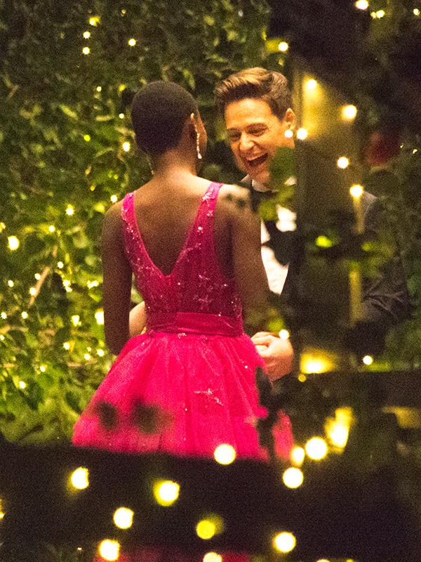 We are loving this hot pink gown...and it looks like Matt is a fan too!