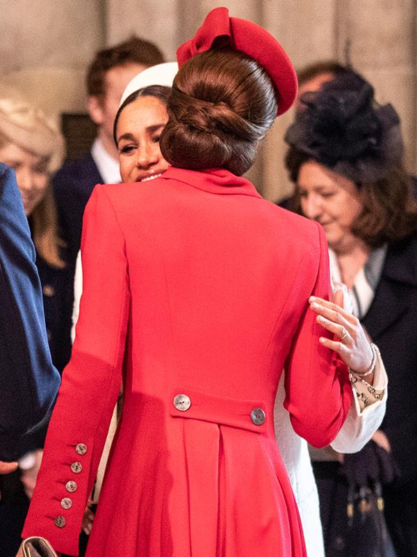 The duchesses greeted each other warmly inside Westminster Abbey. *(Image: Getty Images)*