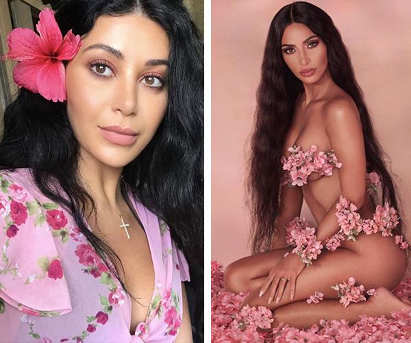 Martha and Kim look utterly gorgeous when they're surrounded by pink flowers. *(Images L-R Instagram @marthaa__k/@kimkardashian)*