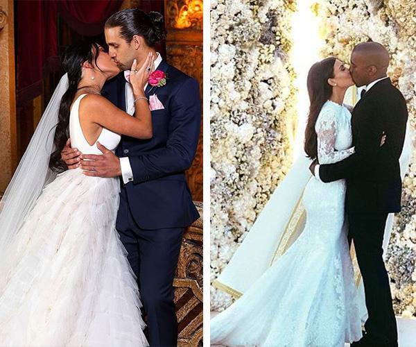 Sealed with a kiss! Michael is the Kanye to Martha's Kim! *(Images L-R: Channel Nine/Instagram @kimkardashian)*