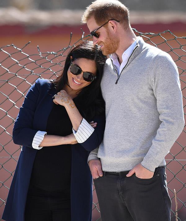 **February 2019: Royal tour of Morocco**
<br><br>
The Sussexes commenced a three day tour of Morocco in early 2019, and in true Meghan-and-Harry fashion, the affectionate moments continued in full-force.