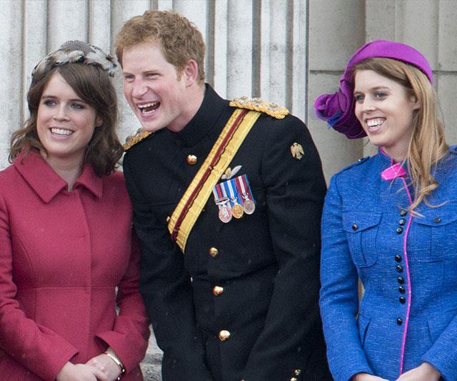 Royal cousins unite! Eugenie, Harry and Beatrice share a laugh during an official event.
