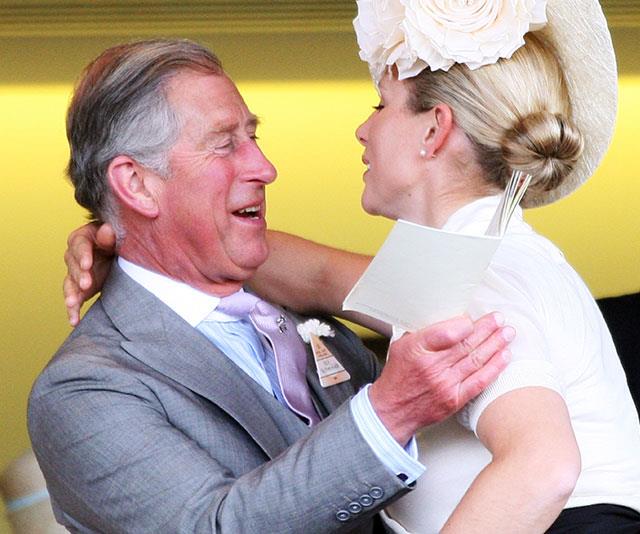 Zara greets Prince Charles in the Royal Box at Ascot in 2008.