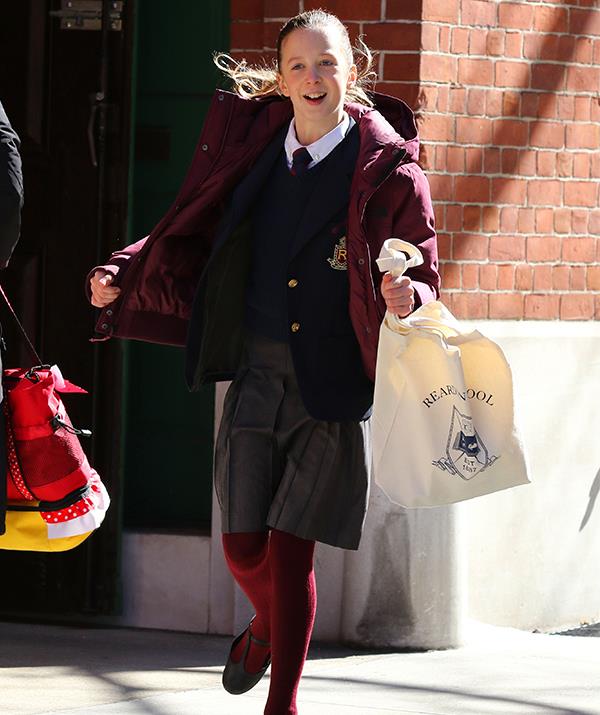 Sunday Rose looked well and truly in-character as she was spotted running around the set in a school uniform. *(Image: Mega)*