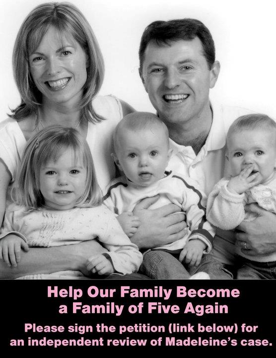 "Help our family become a family of five again," reads this poster appealing for an independent review of the case.