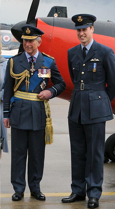 Like father, like son. Prince Charles and Prince William pose for a happy snap in front of the original Chipmonk aircraft which Prince Charles flew when he was training at RAF Cranwell on the day of Prince William's RAF graduation ceremony.