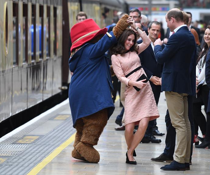 Too cute! Kate has a dance on the train platform. *(Image: Getty)*