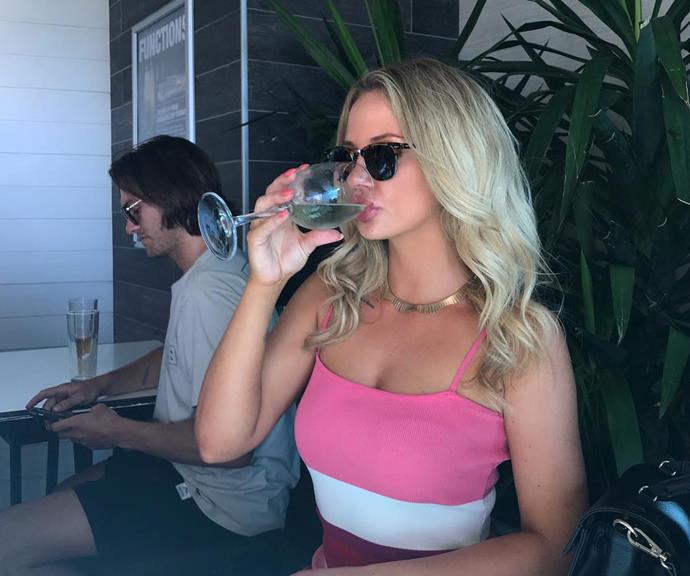 She's frequently pictured enjoying a wine on her social pages. *(Image: @jessika_power/Instagram)*