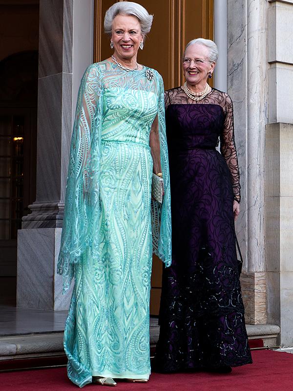 Birthday girl Princess Benedikte posed for photos with her sister Queen Margrethe. *(Image: Getty Images)*
