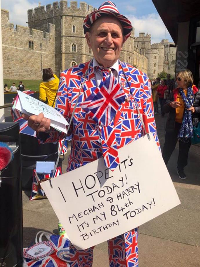 Fans including Terry Hut descended on Windsor ahead of the Royal Baby's arrival. *(Image: Getty)*