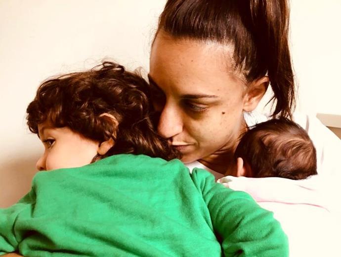 Gyton's wife with her beautiful babies. *(Image: @gytongrantley/Instagram)*