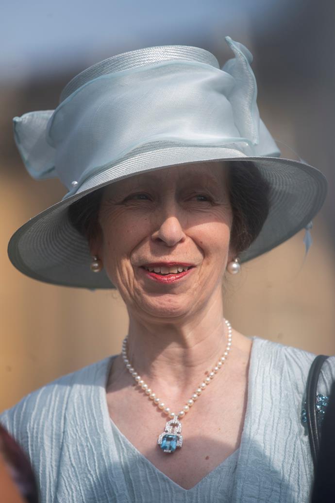 Meanwhile, Princess Anne looked beautiful in a powder blue ensemble, accessorised with a stunning turquoise diamond necklace.