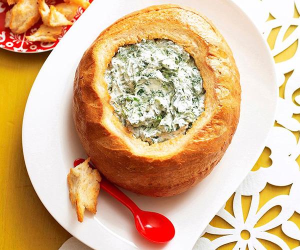 Fancy something a bit more retro? Our **[spinach dip cob loaf](https://www.womensweeklyfood.com.au/recipes/cob-loaf-spinach-dip-6574|target="_blank")** has just the right amount of garlic and bacon bits to make this an instant hit at any party.