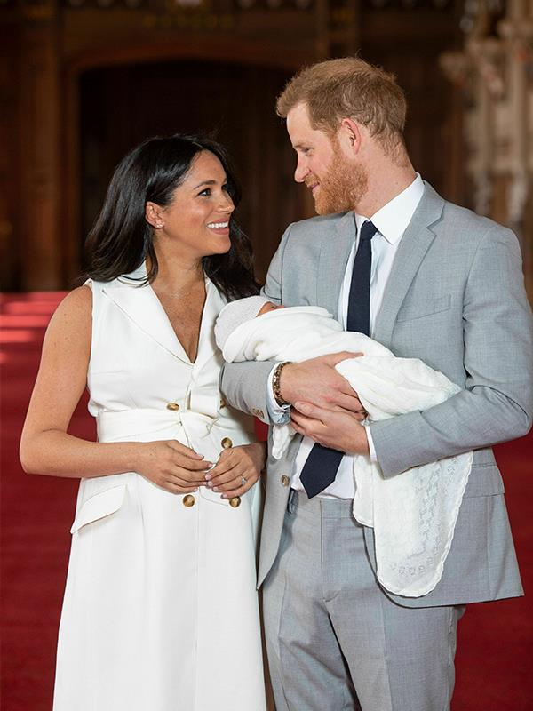**May 2019: Birth of Meghan and Harry's son, Archie Harrison Mountbatten-Windsor**
<br><br>
On May 6, the world delighted when Meghan and Harry officially welcomed a brand new addition to their family - baby Archie. Besotted with his wife and son, Prince Harry [gushed to media](https://www.nowtolove.com.au/royals/british-royal-family/prince-harry-royal-baby-video-55533|target="_blank") in the hours following, stating that Archie was "absolutely to die for".
<br><br>
We couldn't help but agree! Just two days later, we [clapped eyes](https://www.nowtolove.com.au/royals/british-royal-family/first-photos-royal-baby-2019-54350|target="_blank") on the gorgeous little newborn for the first time, and it was clear the brand new parents were already nailing parenthood, with Meghan commenting: "It's magic, it's pretty amazing. I have the two best guys in the world so I'm really happy."