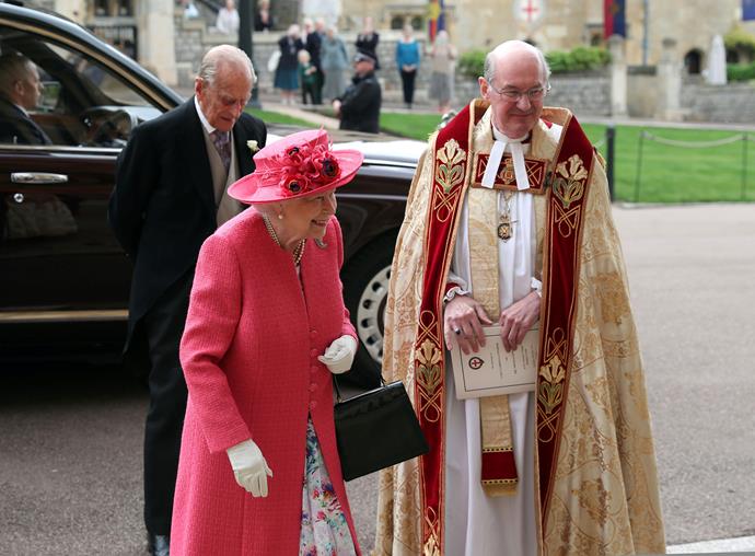 Pink perfection! Queen Elizabeth looked amazing as she arrived at the chapel.