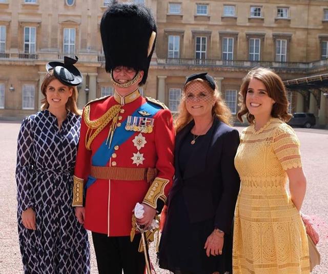The Yorks posed for a family photo at Prince Andrew's Colonel of the Grenadier Guards duties.