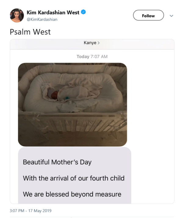 Our first glimpse of baby Psalm was with this rather controversial snap.