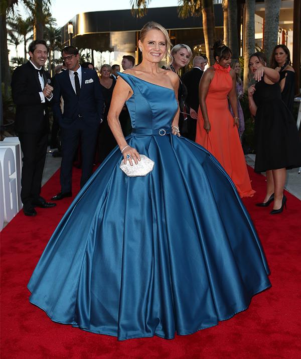 *The Block*'s Shaynna Blaze is beautiful in this satin blue creation.