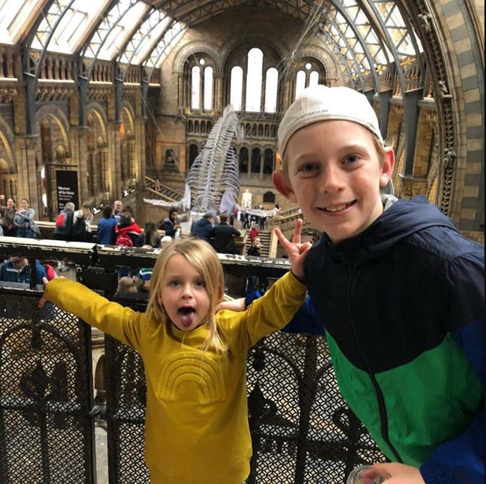 Evie and Ollie clearly had a blast at London's Natural History Museum.