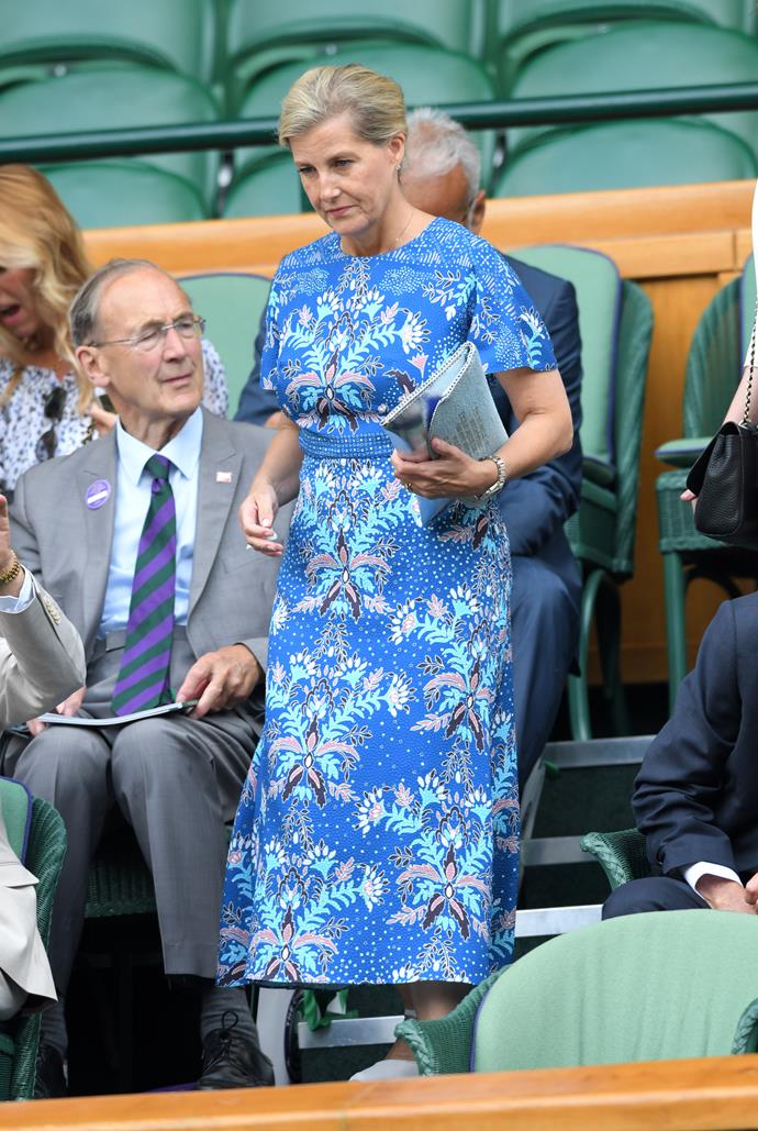 Sophie, Countess of Wessex looked utterly fab in this blue printed frock!