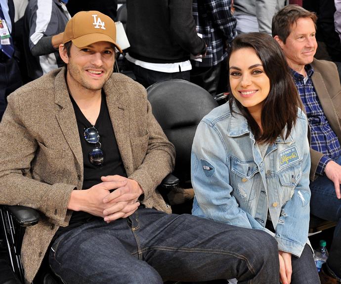 **Mila Kunis and Ashton Kutcher**
<br><br>
Ashton Kutcher and his ex-wife Demi Moore were once the talk of Hollywood thanks to their steamy romance and huge age gap. They were married for six years before they divorced in 2013. 
<br><br>
Ashton and Mila first met on the set of *That 70s Show* and later rekindled their connection in 2012. They were married in 2015 and now have two children together, a son and a daughter.