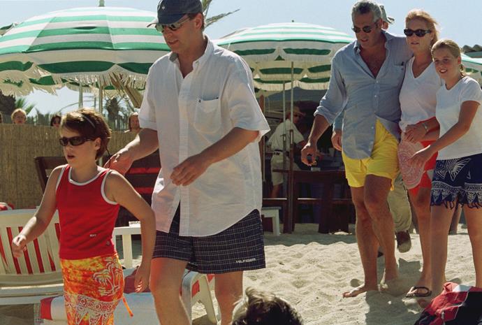 The Yorks are big fans of Saint Tropez, so much so that Princess Eugenie (pictured in the foreground) couldn't *wait* to claim her spot at the heavenly beach.