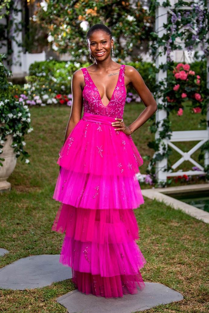 You won't miss Vakoo in this bright Reign creation. We're actually kinda here for it, girl looks good!