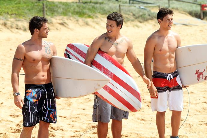 Dan Ewing, Stephen (centre) and Lincoln played the Braxton brothers in *Home and Away.*