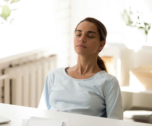 Slowing down your breathing can assist when stressed.